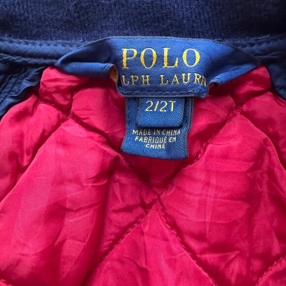 Polo Ralph Lauren Toddler 2T Navy Blue Quilted Bomber Barn Zipper Jacket Coat - Picture 5 of 6